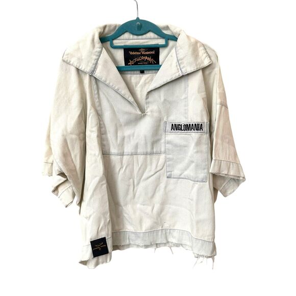 VIVIENNE WESTWOOD ANGLOMANIA Distressed Oversized Denim Top Large - Picture 3 of 7